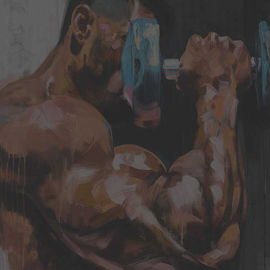 Kucherenko collection fitness banner with brush stroke painting